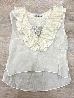 Zara Cream Ruffle Tie-Front Sleeveless Camisole